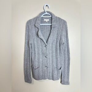 Kenar Gray Angora Blend Cable Knit Cardigan Women’s Size M Button Front